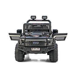 Babyhug 4x4 Battery Operated Ride on Jeep with Music & LED Lights - Black| Rechargeable Battery| Openable Doors| Built-in Music & AUX| Remote Control| Easy to Assemble| Forward & Reverse