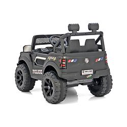 Babyhug 4x4 Battery Operated Ride on Jeep with Music & LED Lights - Black| Rechargeable Battery| Openable Doors| Built-in Music & AUX| Remote Control| Easy to Assemble| Forward & Reverse