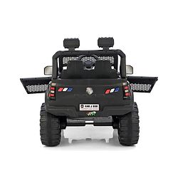 Babyhug 4x4 Battery Operated Ride on Jeep with Music & LED Lights - Black| Rechargeable Battery| Openable Doors| Built-in Music & AUX| Remote Control| Easy to Assemble| Forward & Reverse