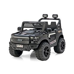 Babyhug 4x4 Battery Operated Ride on Jeep with Music & LED Lights - Black| Rechargeable Battery| Openable Doors| Built-in Music & AUX| Remote Control| Easy to Assemble| Forward & Reverse