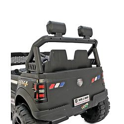 Babyhug 4x4 Battery Operated Ride on Jeep with Music & LED Lights - Black| Rechargeable Battery| Openable Doors| Built-in Music & AUX| Remote Control| Easy to Assemble| Forward & Reverse