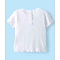 Babyhug Cotton Woven Frock & Half Sleeves Ribbed Inner Tee With Floral Embroidery & Bow Applique - Orange & White