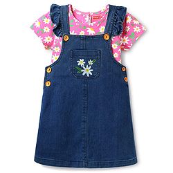 Babyhug Cotton Woven Half Sleeves Floral Printed Frock With Inner Tee - Navy Blue