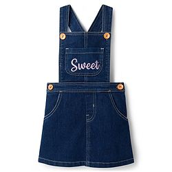 Babyhug Cotton Woven Frock with Half Sleeves Inner Tee - Blue