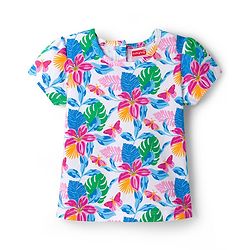 Babyhug Cotton Woven Frock with Half Sleeves Inner Tee - Blue