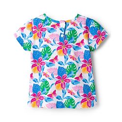 Babyhug Cotton Woven Frock with Half Sleeves Inner Tee - Blue