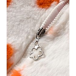 Babyhug Fur Woven Full Sleeves Hooded Fur Winter Jacket with Floral Print - White