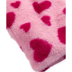 Babyhug Woven Full Sleeves Hooded Winter Fur Jacket with Heart Print - Pink