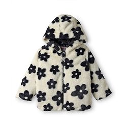 Babyhug Woven Full Sleeves Hooded Winter Fur Jacket with Heart Print - Pink