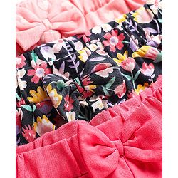 Babyhug Single Jersey Knit Shorts With Floral Hearts & Butterfly Print & Bow Applique Pack Of 3 - Multi Colour