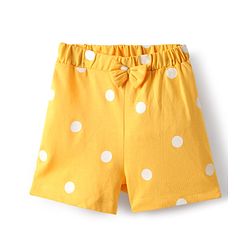 Babyhug Cotton Single Jersey Knit Shorts With Floral & Polka Dot Print Pack Of 3 - Yellow Red & Navy Blue