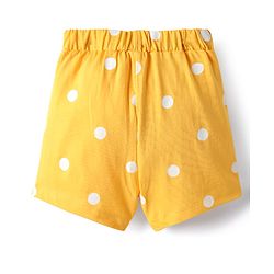 Babyhug Cotton Single Jersey Knit Shorts With Floral & Polka Dot Print Pack Of 3 - Yellow Red & Navy Blue