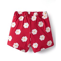 Babyhug Cotton Single Jersey Knit Shorts With Floral & Polka Dot Print Pack Of 3 - Yellow Red & Navy Blue
