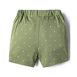 Babyhug Cotton Single Jersey Knit Floral & Polka Dot Printed Shorts With Bow Applique Pack of 3 - Pink Yellow & Green