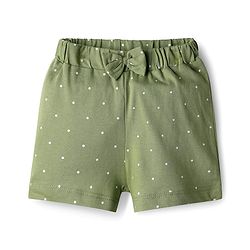 Babyhug Cotton Single Jersey Knit Floral & Polka Dot Printed Shorts With Bow Applique Pack of 3 - Pink Yellow & Green