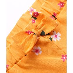 Babyhug Cotton Single Jersey Knit Floral & Polka Dot Printed Shorts With Bow Applique Pack of 3 - Pink Yellow & Green