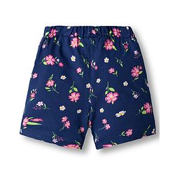 Babyhug 100% Cotton Single Jersey Knit Shorts With Floral Print Pack Of 3 - Navy Blue & Pink