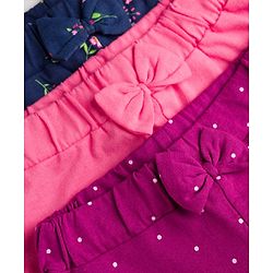 Babyhug 100% Cotton Single Jersey Knit Shorts With Floral Print Pack Of 3 - Navy Blue & Pink