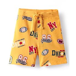 Babyhug Single Jersey Knit Text Printed Shorts Pack of 3 - Red Yellow & Blue