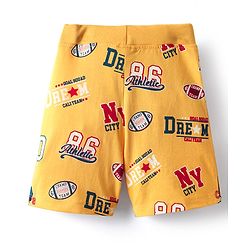 Babyhug Single Jersey Knit Text Printed Shorts Pack of 3 - Red Yellow & Blue