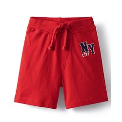 Babyhug Single Jersey Knit Text Printed Shorts Pack of 3 - Red Yellow & Blue