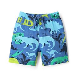 Babyhug Single Jersey Knit Shorts With Stripes & Dino Print Pack Of 3 - Light Blue Green & Navy Blue