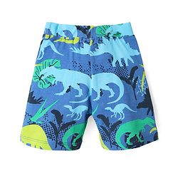 Babyhug Single Jersey Knit Shorts With Stripes & Dino Print Pack Of 3 - Light Blue Green & Navy Blue
