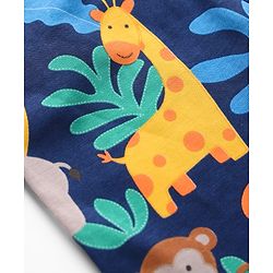 Babyhug 100% Cotton Single Jersey Knit Shorts With Animal & Stripe Print Pack Of 3 - Navy Blue & Light Green