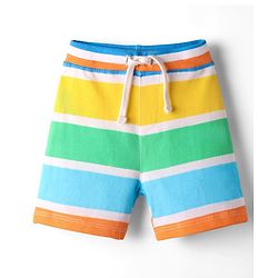 Babyhug 100% Cotton Single Jersey Knit Shorts With Animal & Stripe Print Pack Of 3 - Navy Blue & Light Green