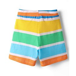 Babyhug 100% Cotton Single Jersey Knit Shorts With Animal & Stripe Print Pack Of 3 - Navy Blue & Light Green