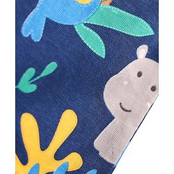 Babyhug 100% Cotton Single Jersey Knit Shorts With Animal & Stripe Print Pack Of 3 - Navy Blue & Light Green