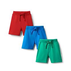 Babyhug 100% Cotton Single Jersey Knit Shorts with Tractor Print Pack of 3 - Green Red & Blue