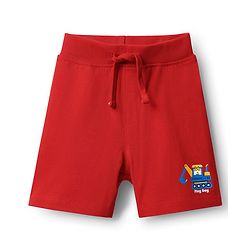Babyhug 100% Cotton Single Jersey Knit Shorts with Tractor Print Pack of 3 - Green Red & Blue