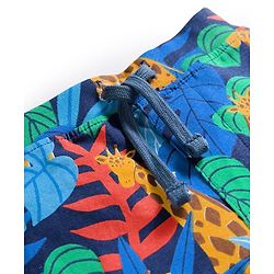 Babyhug Cotton Single Jersey Knit Shorts with Vehicle & Dino Print - Navy Blue