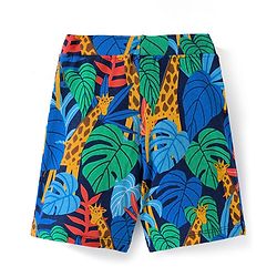 Babyhug Cotton Single Jersey Knit Shorts with Vehicle & Dino Print - Navy Blue