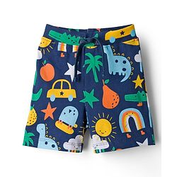 Babyhug Cotton Single Jersey Knit Shorts with Animal & Vehicle Print - Navy Blue