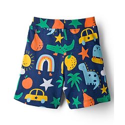 Babyhug Cotton Single Jersey Knit Shorts with Animal & Vehicle Print - Navy Blue