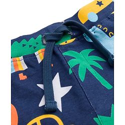 Babyhug Cotton Single Jersey Knit Shorts with Animal & Vehicle Print - Navy Blue