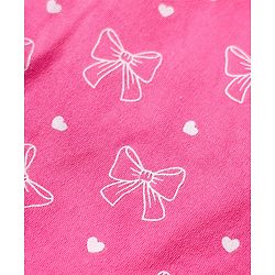 Babyhug 100% Cotton Knit Bow Print & Applique Onesie with Full Sleeves T-Shirt Headband & Booties - Dark Pink