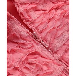 Babyhug Woven Full Sleeves Collar Neck Winter Fur Jacket With Floral Design - Pink