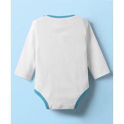 Babyhug 100% Cotton Knit Full Sleeves Onesie with Animal Print - White
