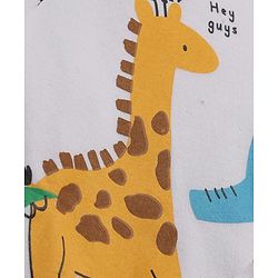 Babyhug 100% Cotton Knit Full Sleeves Onesie with Animal Print - White