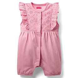 Babyhug 100% Cotton Single Jersey Knit Embroidered Romper With Headband - Pink