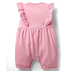 Babyhug 100% Cotton Single Jersey Knit Embroidered Romper With Headband - Pink