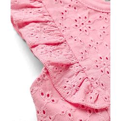Babyhug 100% Cotton Single Jersey Knit Embroidered Romper With Headband - Pink