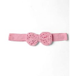 Babyhug 100% Cotton Single Jersey Knit Embroidered Romper With Headband - Pink