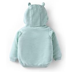 Babyhug Knit Full Sleeves Front Open Hooded Sweater With Bear Face & Ear Applique - Mint