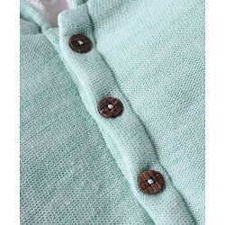 Babyhug Knit Full Sleeves Front Open Hooded Sweater With Bear Face & Ear Applique - Mint