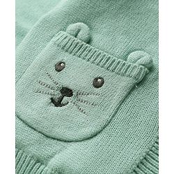 Babyhug Knit Full Sleeves Hooded Front Open Sweater with Ear Applique - Sea Green