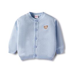 Babyhug Cotton Knit Full Sleeves Front Open Sweater With Bear Embriodery - Yellow